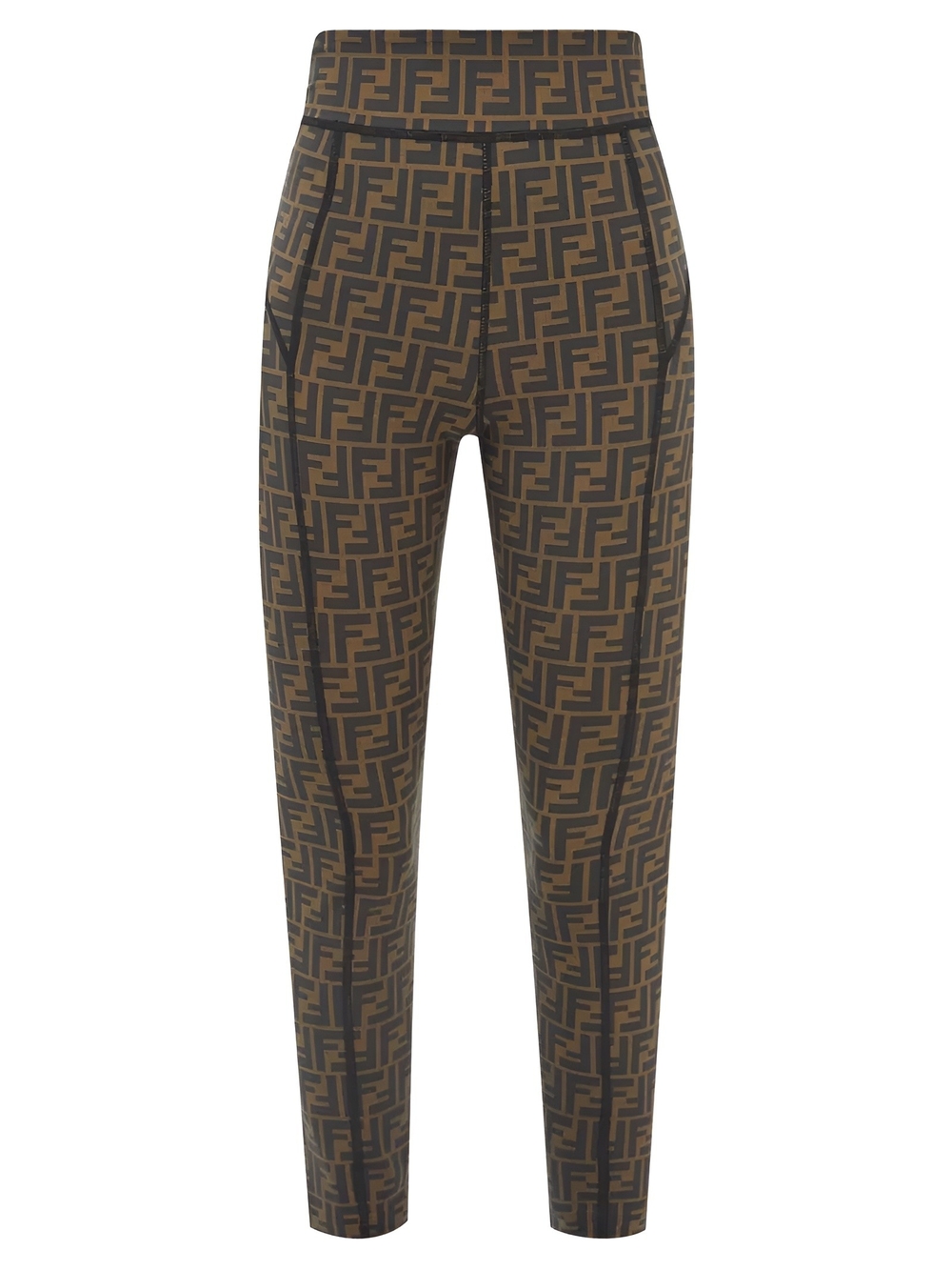 FENDI  FF-Logo Jersey Leggings in Tabacco/Black Size 36 NWT